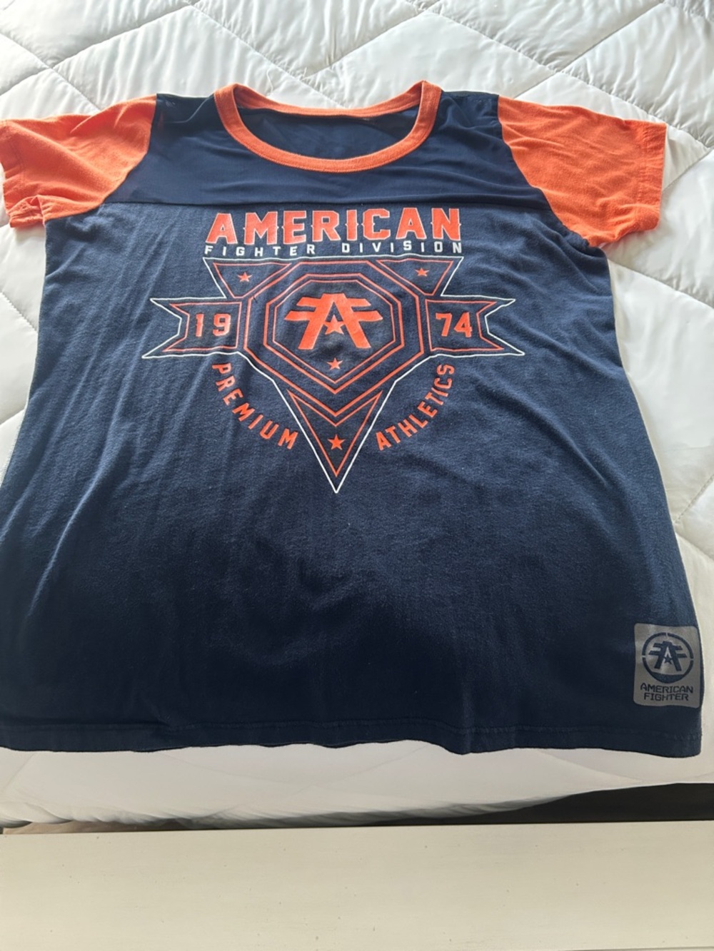 American Fighter Navy and Orange Graphic Athletic Tee